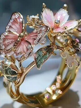 Rose Gold Adjustable Butterfly Ring